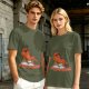 Olive T-shirt with Relaxed Cartoon Chili Pepper Wearing Sunglasses and Peppers Text