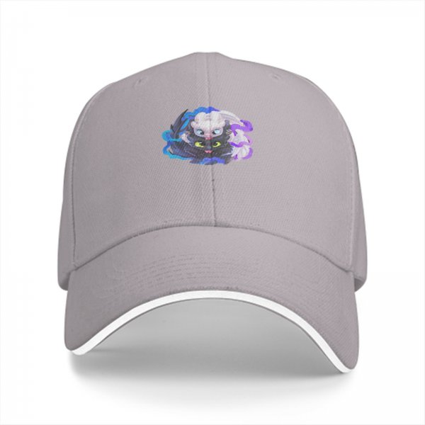 Black Baseball Cap With Toothless And Light Fury Dragon Art