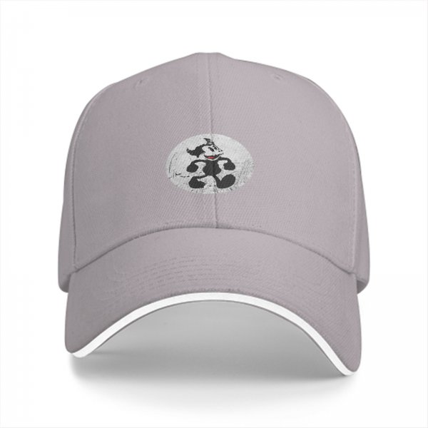 Black baseball cap with vintage cartoon character graphic