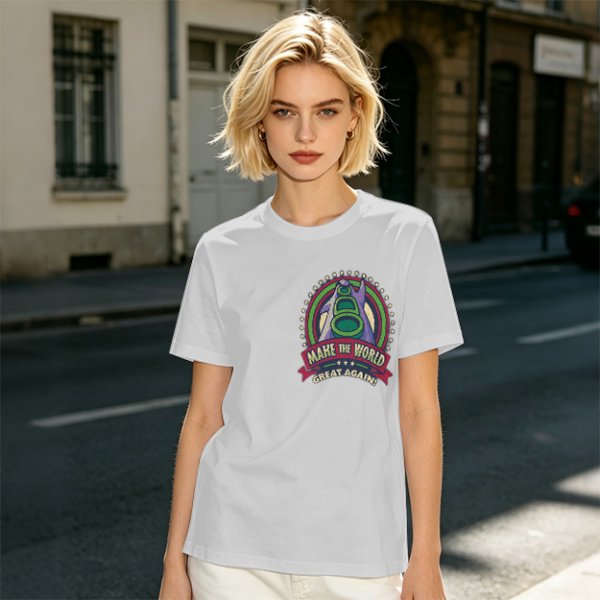 Olive T-Shirt With Make The World Great Again Space Graphic Print