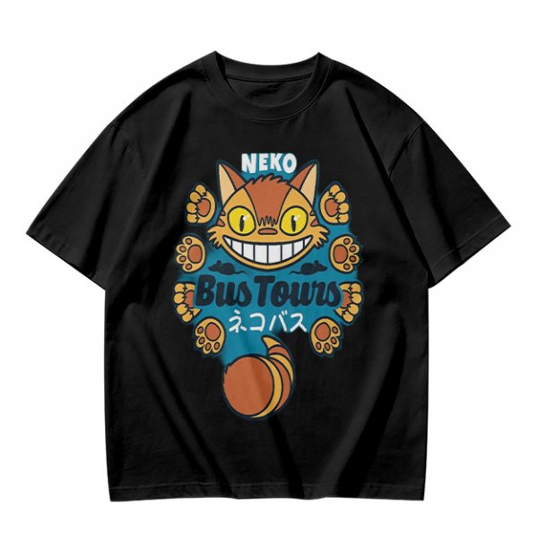 Neko Bus Tours Cat Graphic Olive T-Shirt
