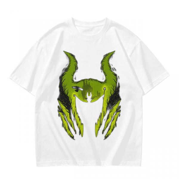 Olive Green T-Shirt With Monster Horned Claw Graphic Print