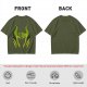 Olive Green T-Shirt With Monster Horned Claw Graphic Print