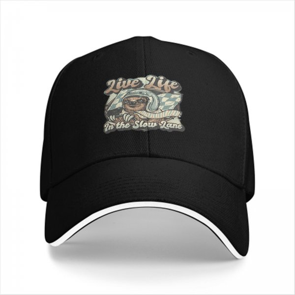 Live Life In The Slow Lane Sloth Graphic Baseball Cap