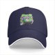 Black baseball cap with neon skull juice box graphic