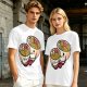 Olive T-Shirt With Cute Hugging Ramen Bowl Couple Print