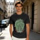 Olive T-shirt with Green Dragon and Samurai Warrior Graphic