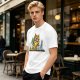 Olive T-Shirt With Mad Scientist Cat Chemistry Lab Print