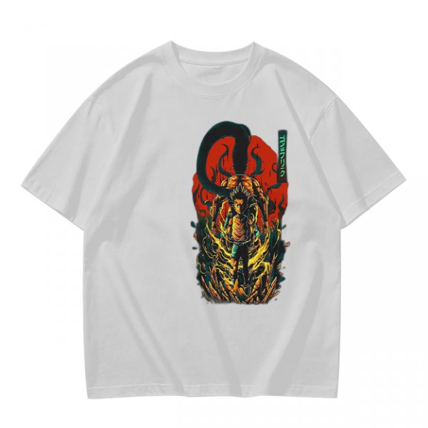 Olive T-shirt with Dark Fantasy Tentacle Monster Graphic Print