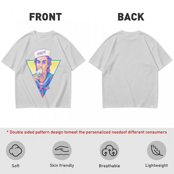 Olive T-Shirt with Steve Harrington Scoops Ahoy Ice Cream Graphic