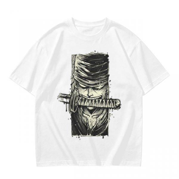 Olive T-shirt with One Piece Zoro Bandana Sword Print