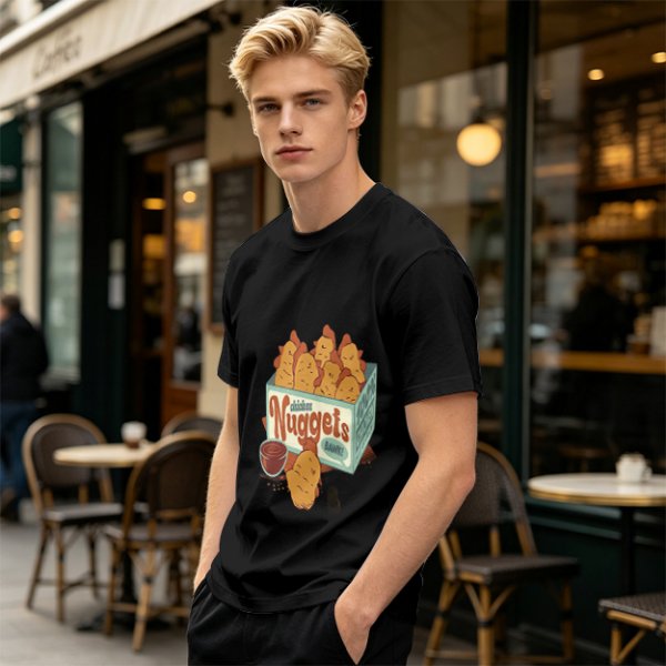 Olive T-Shirt With Cartoon Chicken Nuggets Box Print