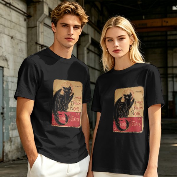 Olive t-shirt with vintage black dragon print design