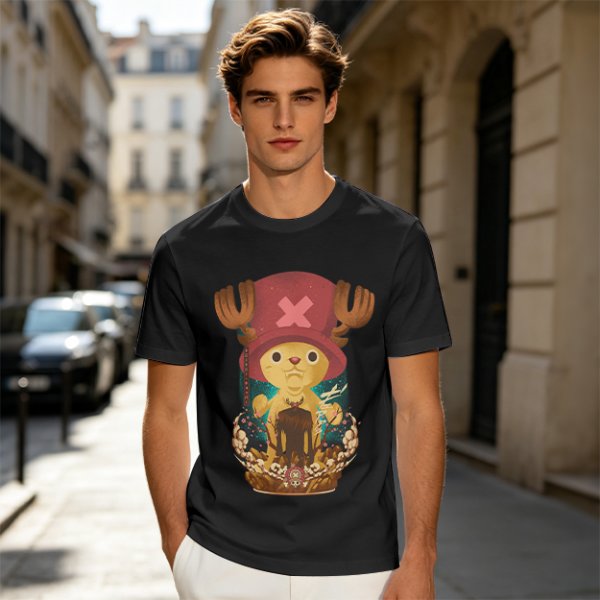 Olive T-shirt with Tony Tony Chopper Graphic Print