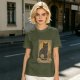 Olive T-Shirt With Black Cat Tarot Card Art That Says You Are Full Of Magic