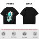 Olive T-Shirt with Astronaut Cat and Fish Graphic Print
