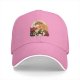 Black Baseball Cap With Anime Straw Hat And Sunflower Print
