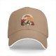 Black Baseball Cap With Anime Straw Hat And Sunflower Print