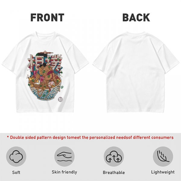 Olive T-shirt with Sumo Wrestler in Ramen Bowl Artwork