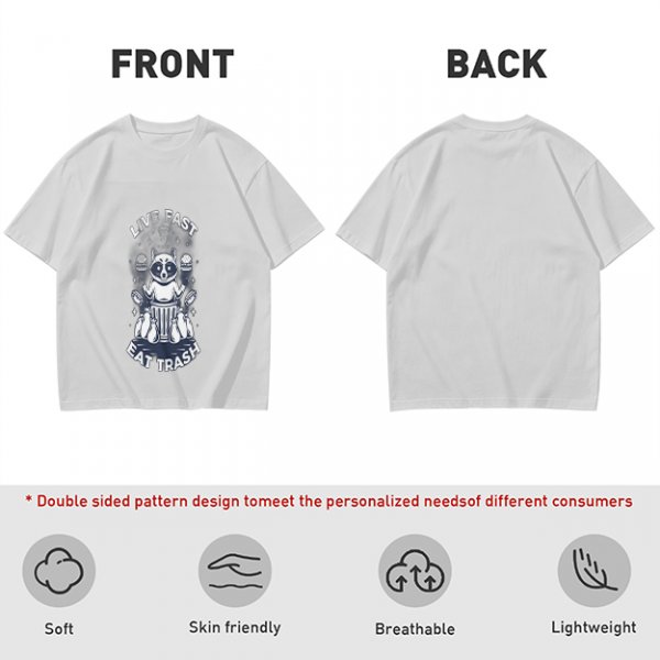 Olive graphic t-shirt with raccoon 'Live Fast Eat Trash' print