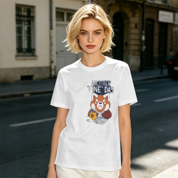 Olive T-Shirt With Another Fine Day Red Panda Coffee Print