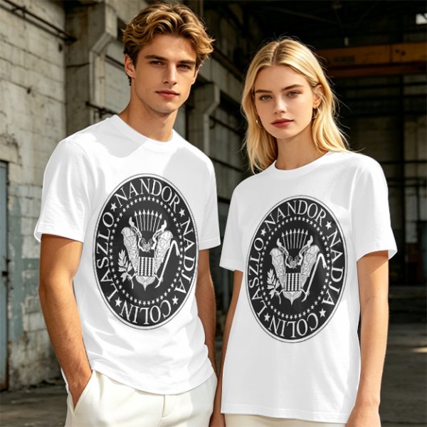 Olive T-Shirt with Vampire Roommates Names Presidential Seal Print