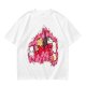 Olive green t-shirt with cute cats and love hearts graphic