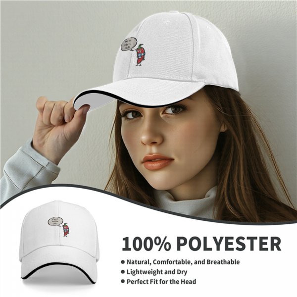 Black Baseball Cap With I'm A Little Chili Cartoon Pepper Design