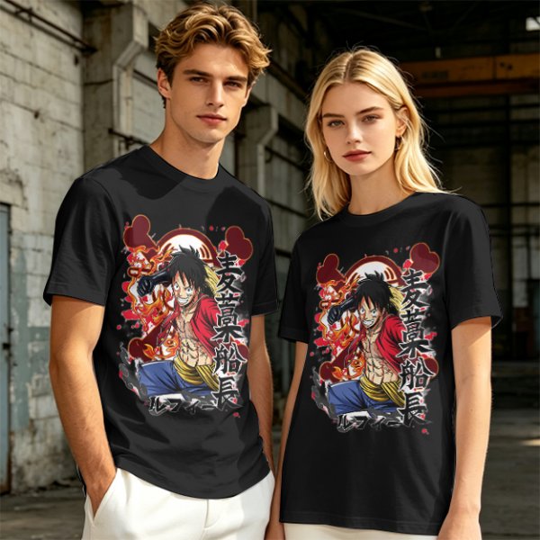 One Piece Monkey D. Luffy Graphic Print Olive T-Shirt