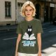 Olive T-Shirt with Black Cat Reading Book 'Just One More Chapter' Print
