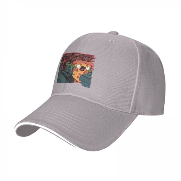 Black Baseball Cap With Screaming Pizza Slice Art Print