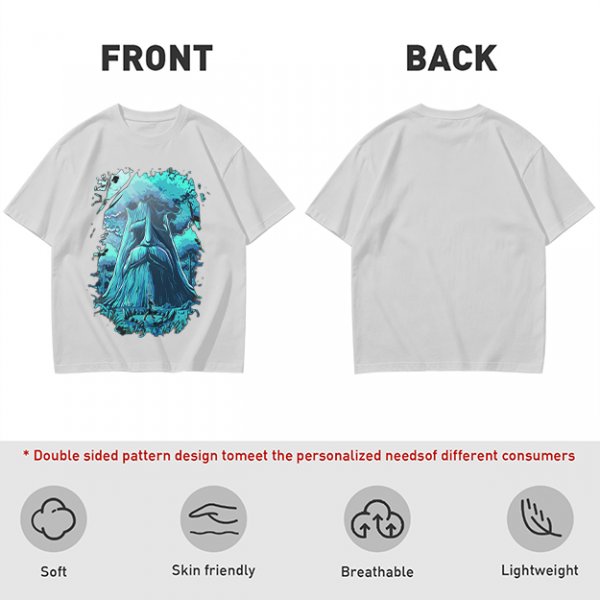 Olive Green T-Shirt With Mystical Ancient Tree Face Print
