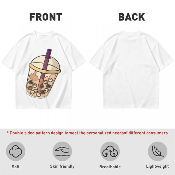 Olive T-Shirt With Halloween Themed Boba Tea Graphic