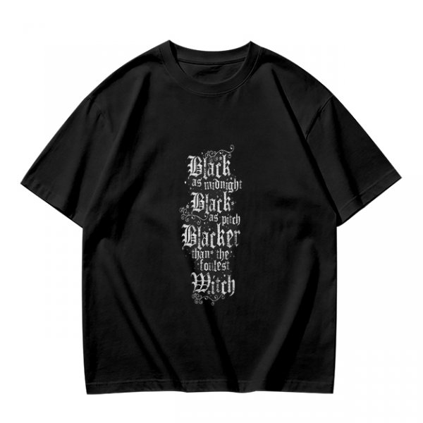 Olive Green T-Shirt with Gothic Witch Themed Text Print