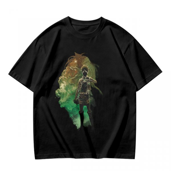 Olive Anime Graphic T-Shirt With Warrior And Giant Artwork