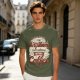 Olive t-shirt with 'I was not built for anything before coffee' print