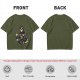 Olive Graphic T-Shirt With The Cult Of Pizza Cat Occult Artwork