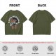 Olive t-shirt with retro coffee pot cartoon and Good Morning text