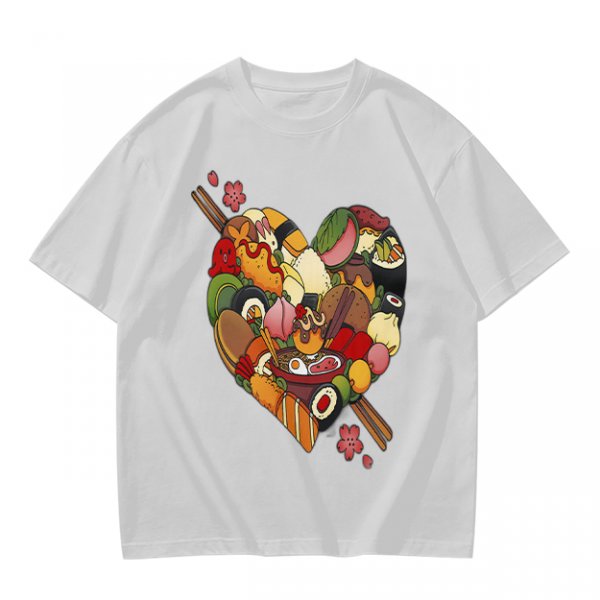 Olive T-Shirt With Heart Shaped Sushi Food Art Print