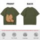 Olive Green T-Shirt With Capybara Rear View Graphic