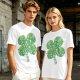 Olive Green T-Shirt With St. Patrick's Day Four-Leaf Clover Art