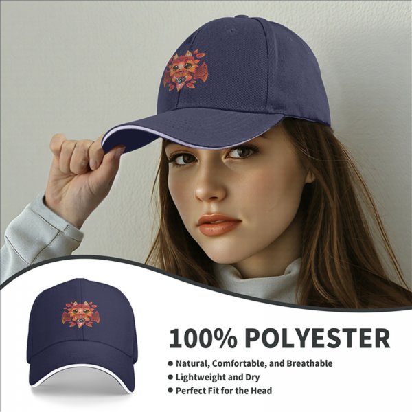 Black Baseball Cap With Autumn Dragon D20 Print For Tabletop RPG Fans
