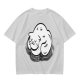 Olive Green T-Shirt With Sleeping Curled Cat Graphic Print