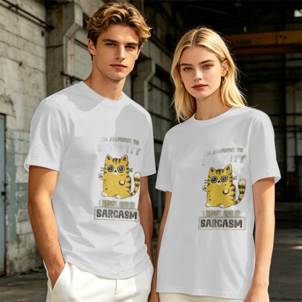 Olive Graphic T-Shirt With Sarcasm Cat Print