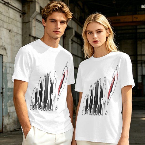 Olive T-Shirt With Evolutionary Human Silhouette Print