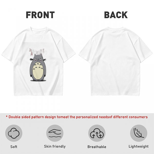 Olive T-shirt with Angry Totoro Graphic Print