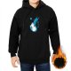 Black hoodie with blue winged celestial egg graphic print