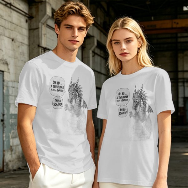 Olive Dragon Funny Sword Joke Graphic T-Shirt