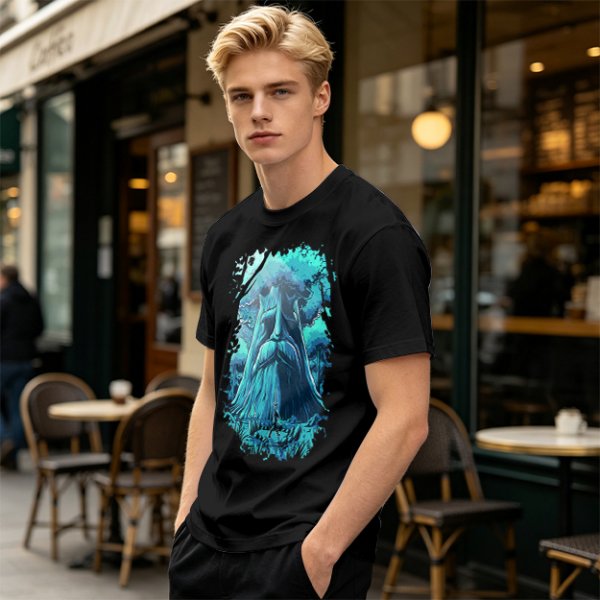 Olive Green T-Shirt With Mystical Ancient Tree Face Print