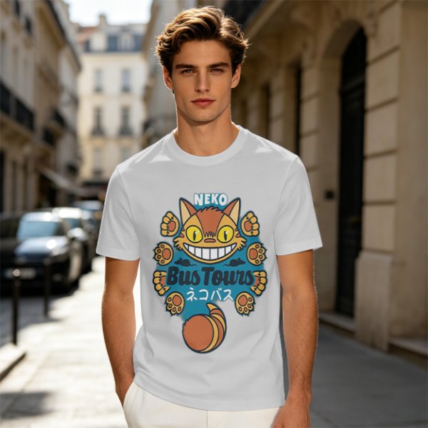 Neko Bus Tours Cat Graphic Olive T-Shirt